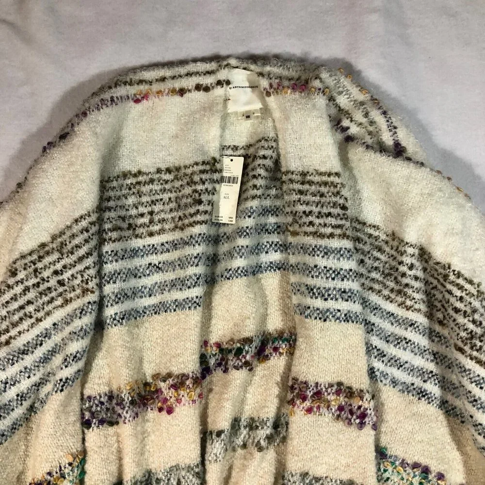 NEW Anthropologie Anthro Womens One Size Ivory Chunky Open Cardigan NWT $120 - Picture 2 of 12